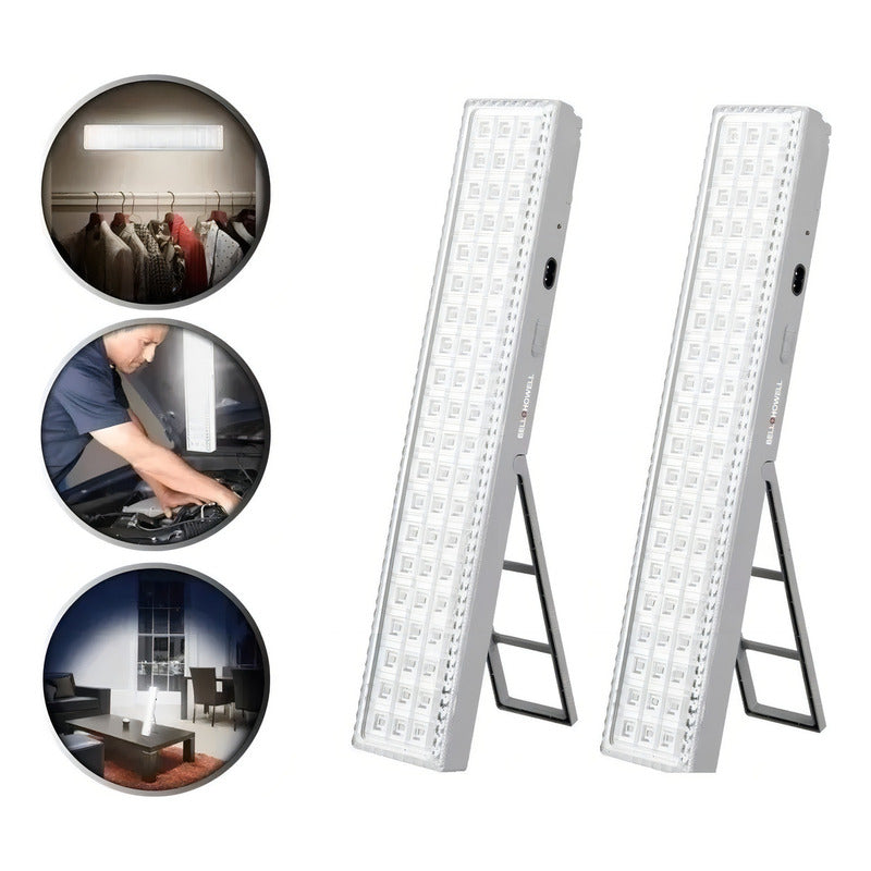Pack X2 Lámparas Luz Led De Emergencia Recargable 24 Hrs Color Blanco Figoimport