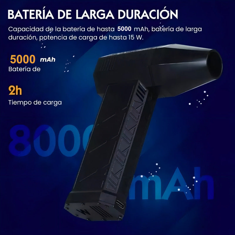 Soplador Portátil 200w 130000rpm 5000mah 3 Velocidades Usb Negro