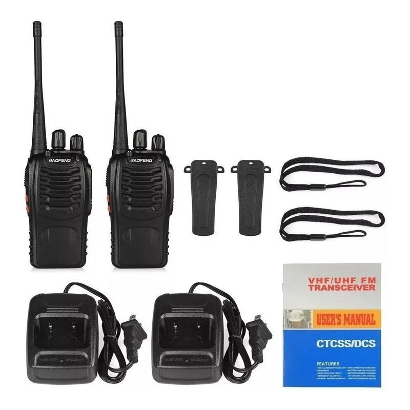 2 Radio Transmisor Walkie Talkie Bf-888s Baofeng Woki Toki Negro 400-470 Mhz