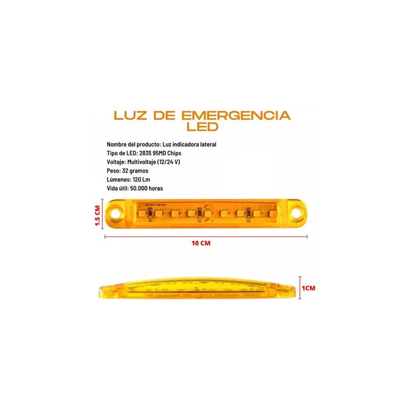 Luces Led 9-30v Laterales 4 Unidades Auto Camión Amarilla