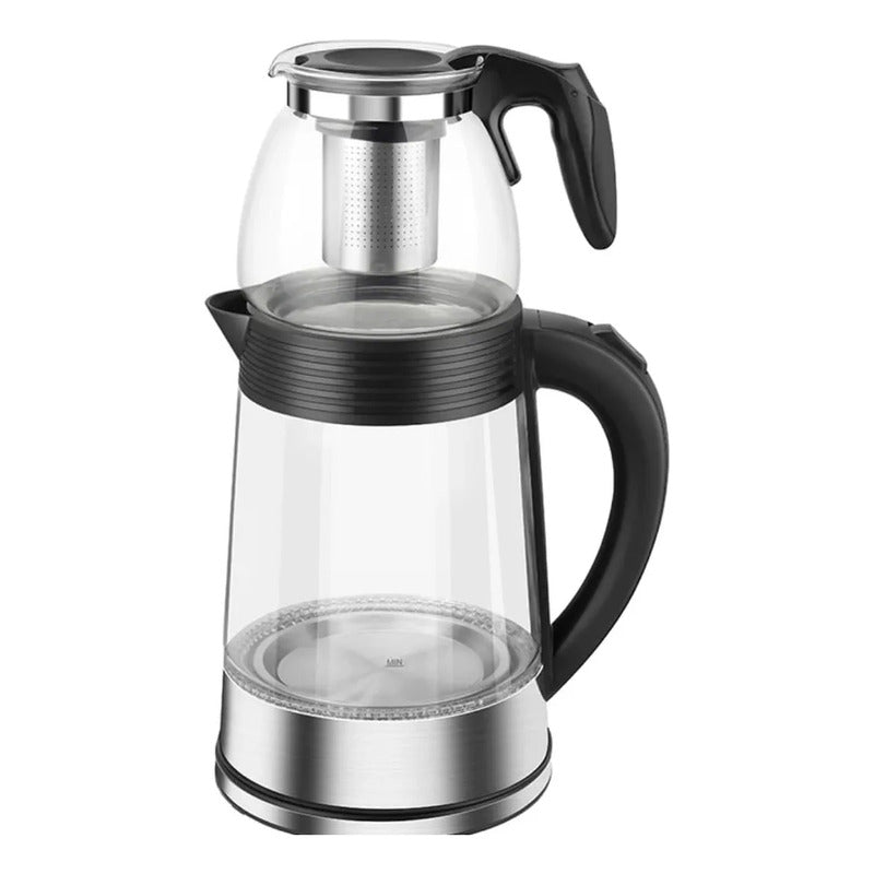 Hervidor Electrico 2l + Tetera Con Infusor 1l 1500w Negro