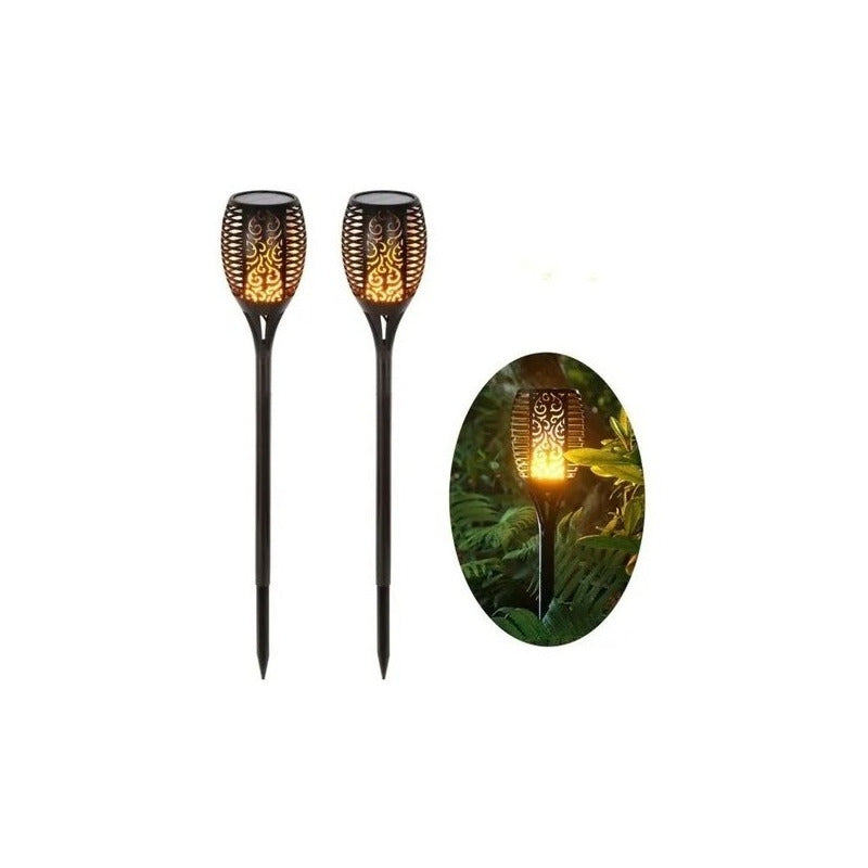 Lampara Led Pack X4 Luces Solares Antorchas Estaca Modelo Xl Negro