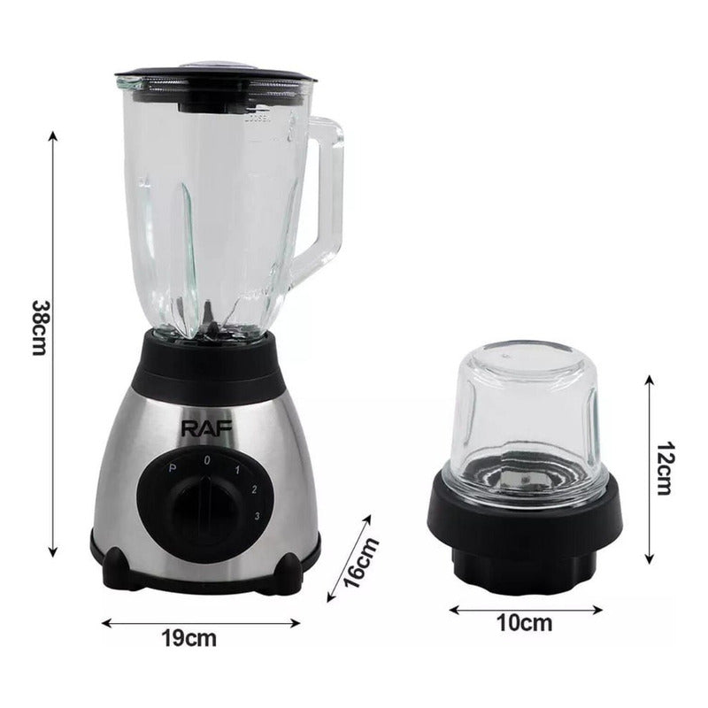 Licuadora 2 En 1 Vaso De Vidrio Resistente De Alta Calidad Plateado