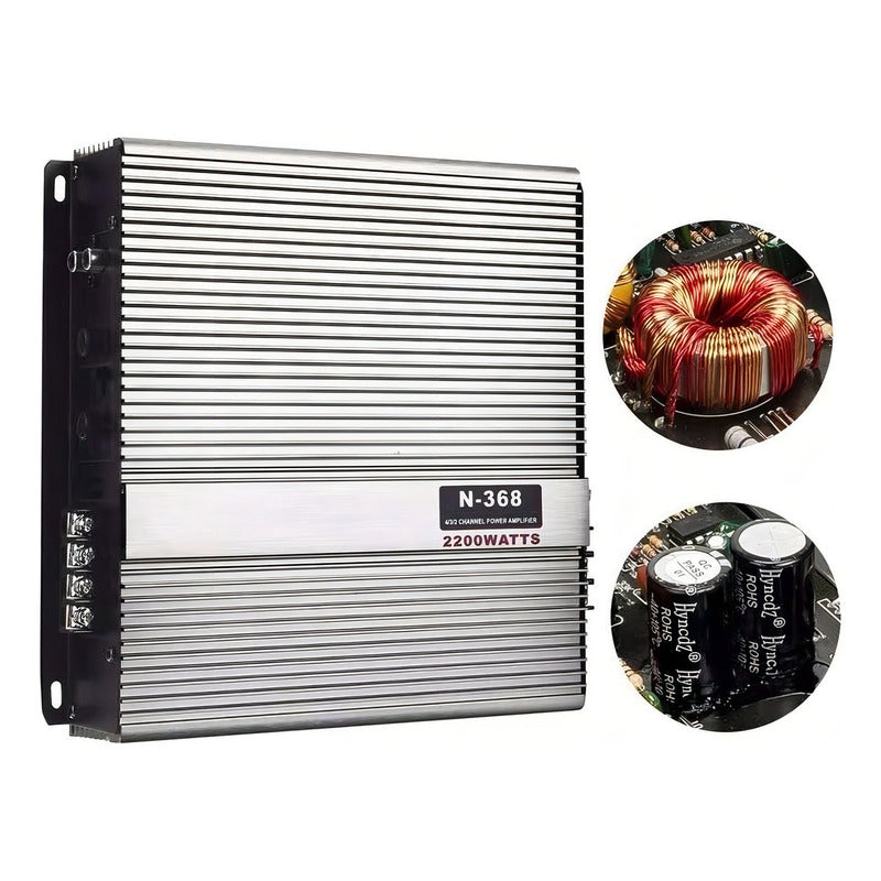 Amplificador Auto 2200w Estéreo Audio 2 Canales 12v Plata
