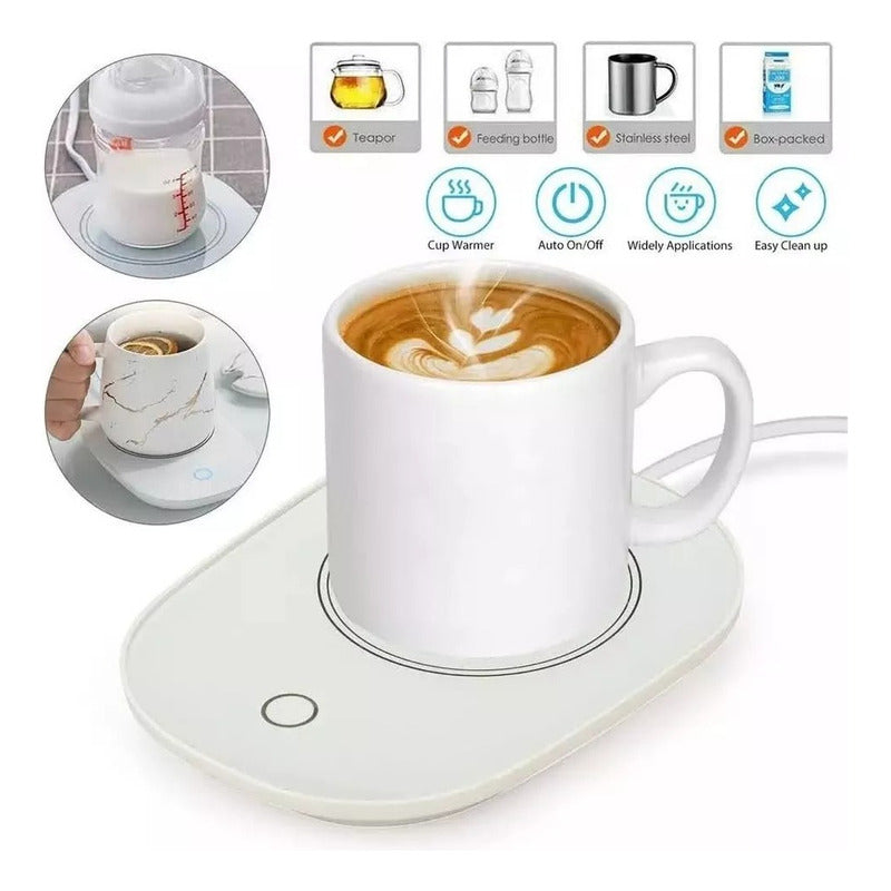 Calentador De Tazas Cafe Almohadilla Calefactora Eléctrica Negro Liso