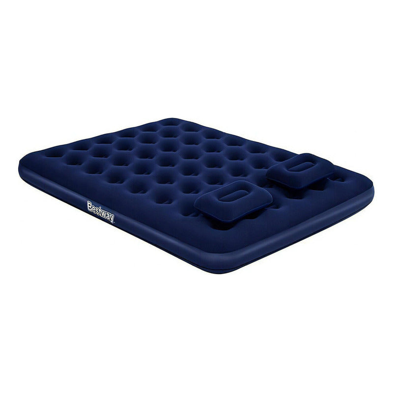 Colchón Inflable Queen Size Con Almohadas 203 Cm Azul