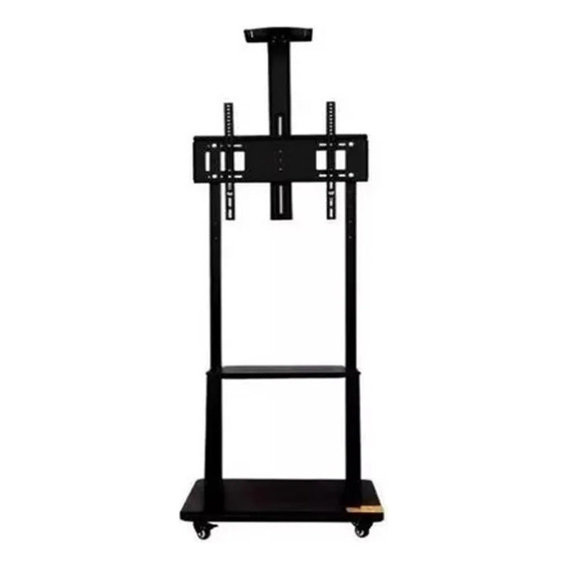 Soporte Madera Tv Movil Con Ruedas 32 A 70 Base Pedestal Negro