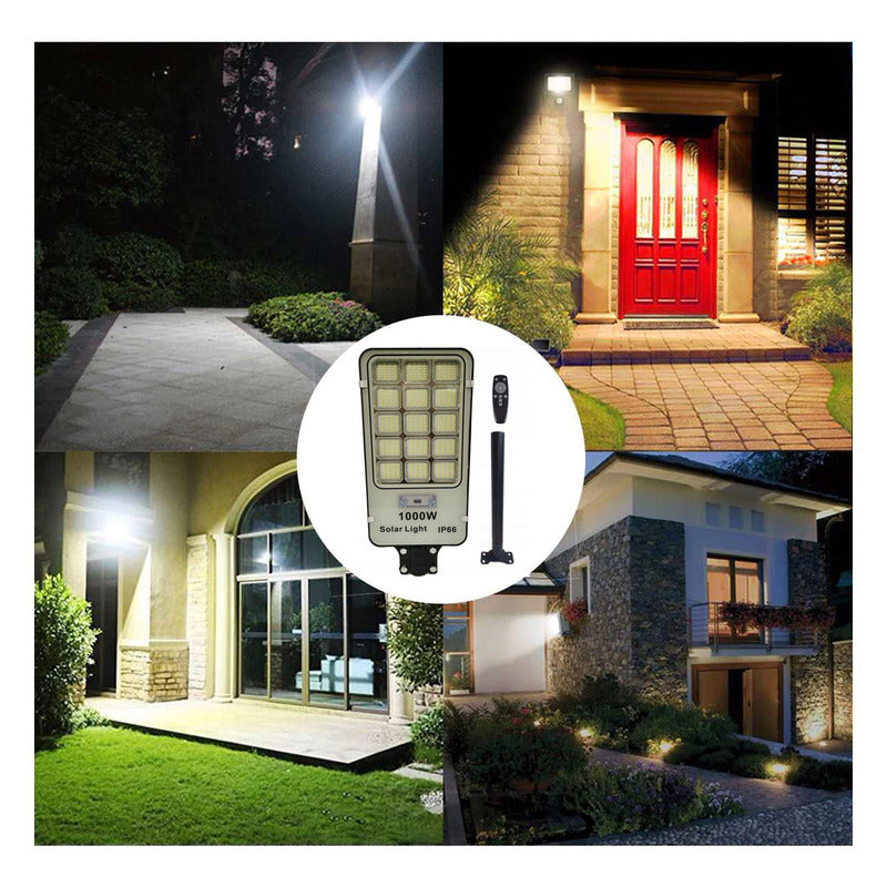 Pack X2 Foco Poste Solar 800watt Alumbrado Exterior  420 Led Negro Blanco