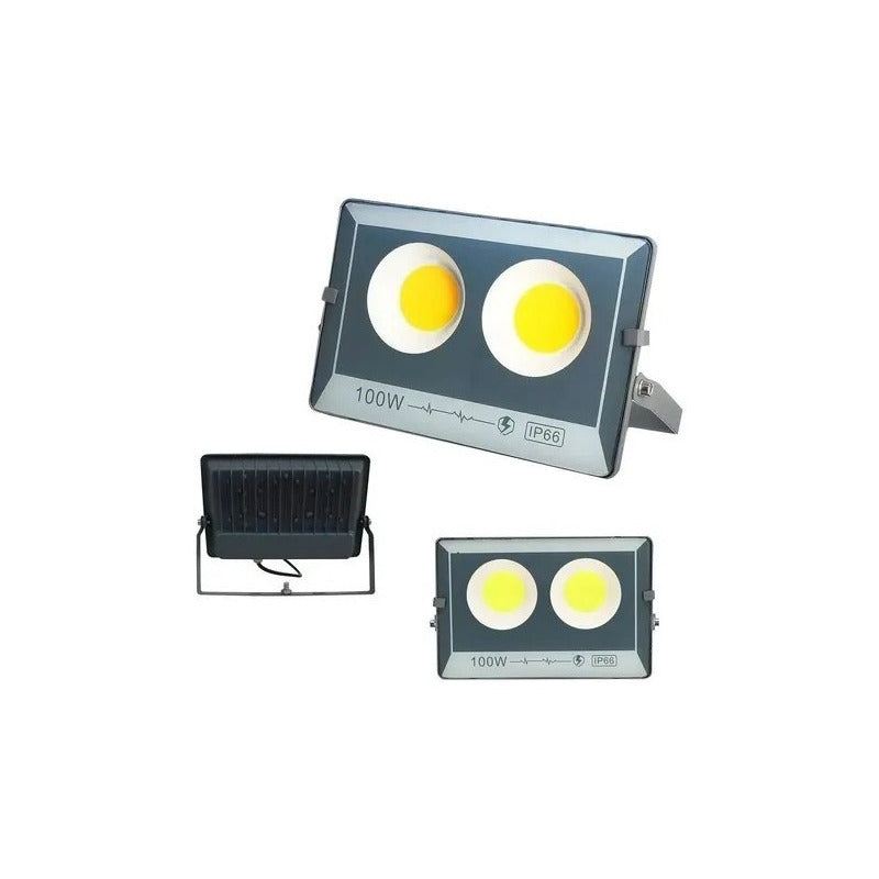 Foco Led 100w Plano  Proyector Exterior Estadio Ip66 Base