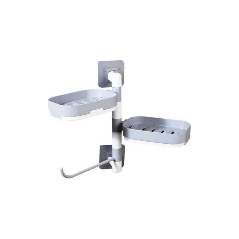 Jabonera Organizador De Ducha Toallas Giratoria Baño Repisa Gris