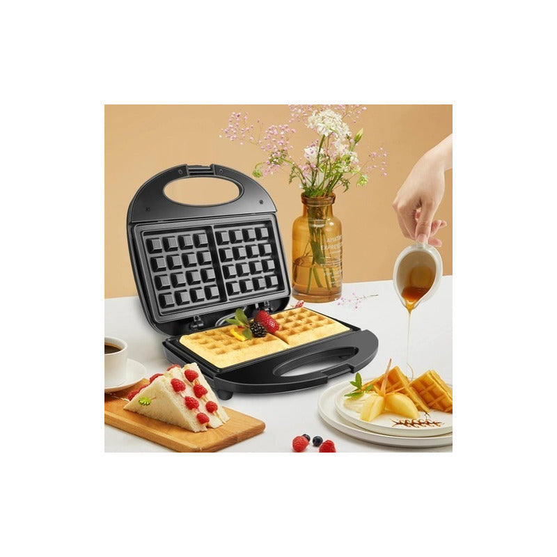 Maquina Wafflera Potente Waffles En 5 Min Negro