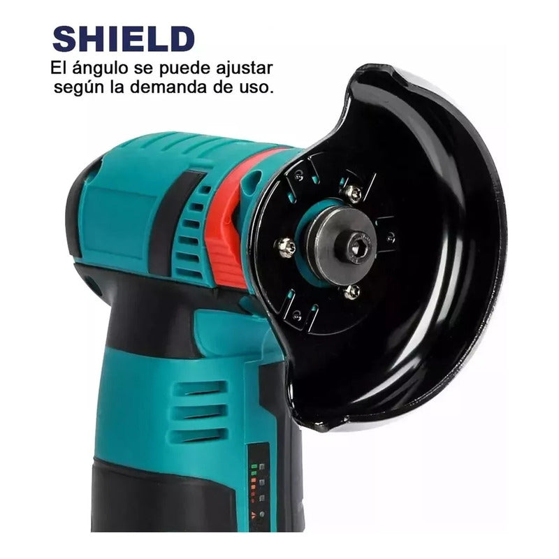 Esmeril Galletera Amoladora Inalámbrico Recargable +2 Discos Azul 1