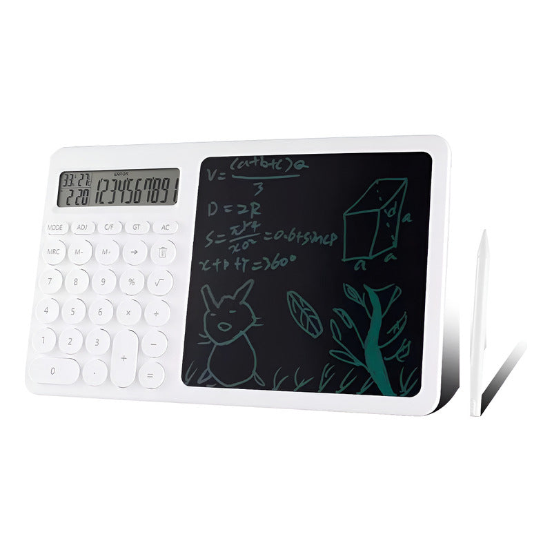 Calculadora 28 Teclas Con Bloc De Notas Lcd Tactil + Lapiz Blanco