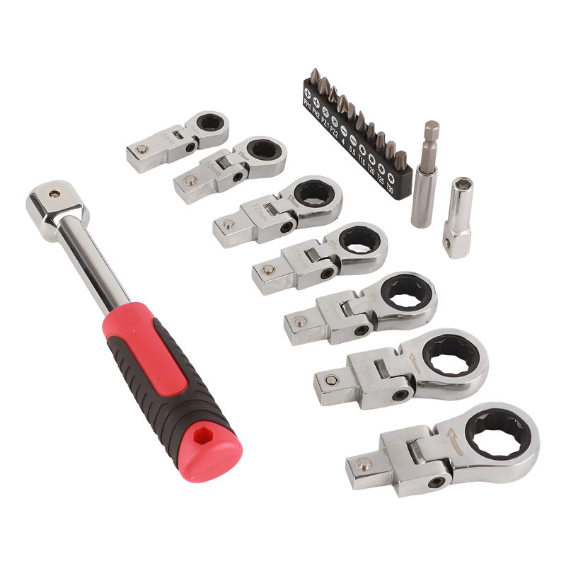 Chicharra Articulada 20 Llaves Intercambiables Kit De Rache Rojo