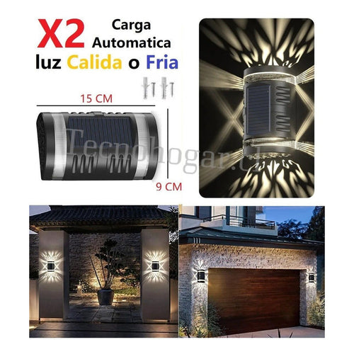 Aplique Solar Exterior Luz Jardin Grande Resiste Lluvia