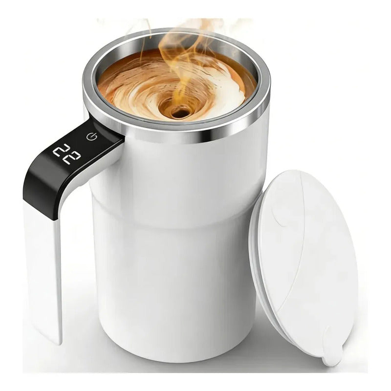 Taza Auto Agitable Mezcladora Para Café Bebidas Magnética Frio Calor Térmica Blanco