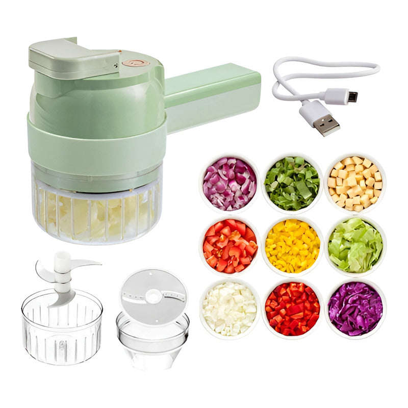 Cortador Eléctrico Multifuncional De Verduras 4 En 1 Color Verde 110v/220v (bivolt) Trituradora Eléctrica