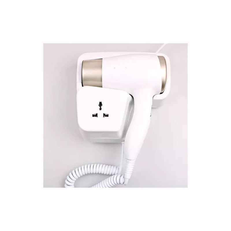 Secador De Cabello Con Soporte De Pared Habitación Baño Color Blanco