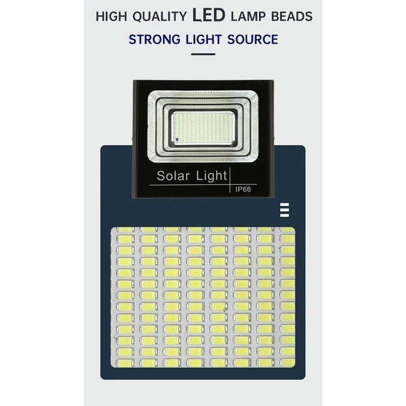 Foco Reflector 300w + Control + Panel Solar Ip66 Negro Fría