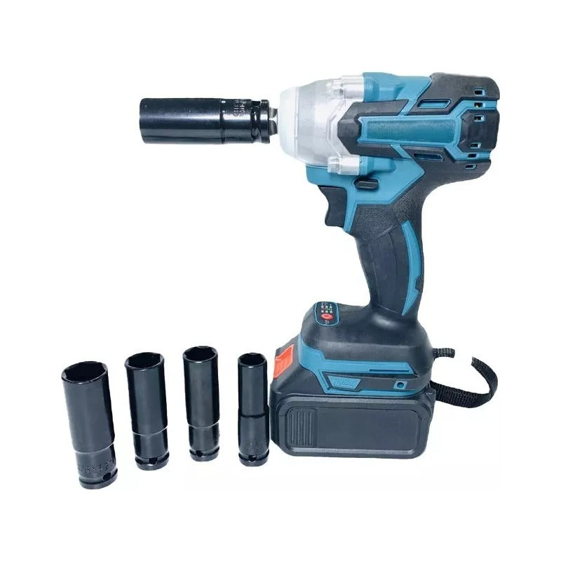 Llave Impacto Inalambrico 2 Baterias Brocas Desatornillador Turquesa 48v 50