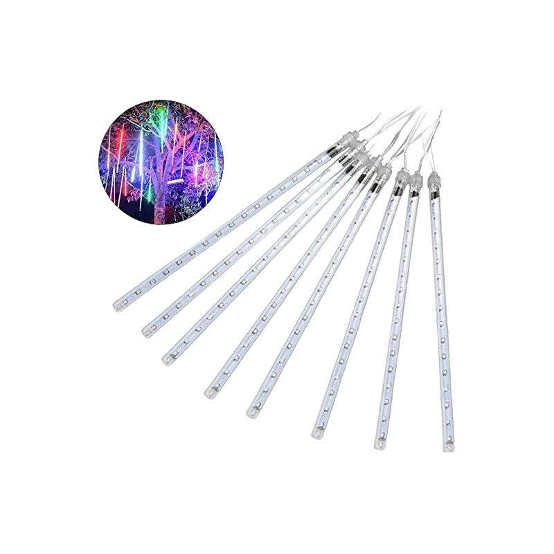 Luces Tubo Solar Led Guirnalda Lluvia De Meteoritos Exterior Blanco Cálido