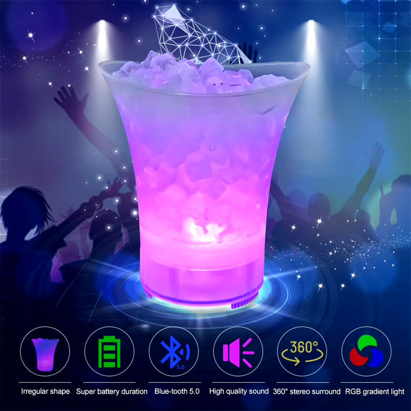 Hielera Con Parlante Y Luces Led Bluetooth Bar Blanco Traslúcido