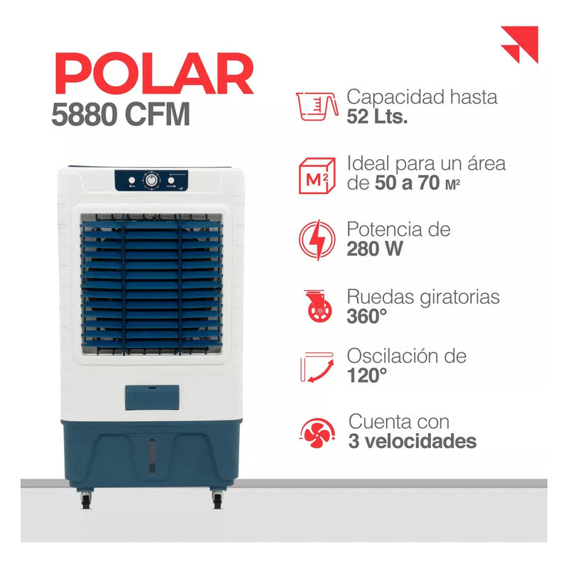 Enfriador De Aire 60l Evaporador Climatizador Industrial Blanco