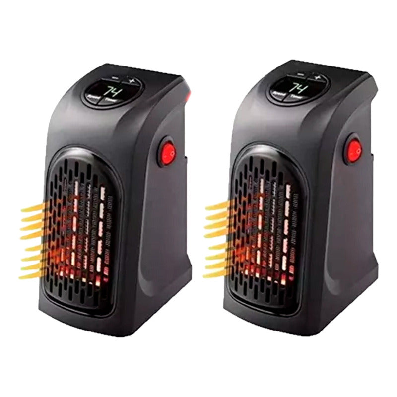 2 Calefactores Portátil Electrico 400w + Adaptador Negro