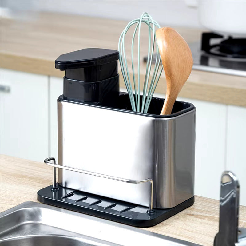Pack Portacubiertos De Cocina Con Dispensador De Jabon Acero Unit