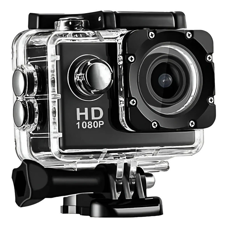 Sports Cam Hd 12mp Cámara De Acción Sumergible 30m Impermeab Negro