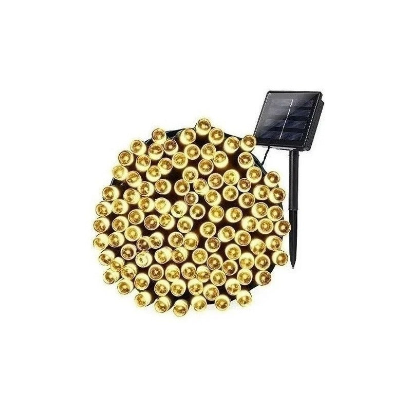 Luces Guirnalda Solar 100 Led Cálidas Cálido 10 Metros