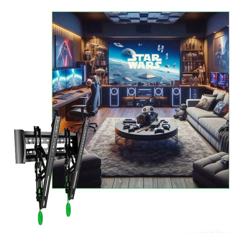 Soporte Tv De 32 A 65 Fijo Semi Inclinable Capacidad 36 Kg Negro
