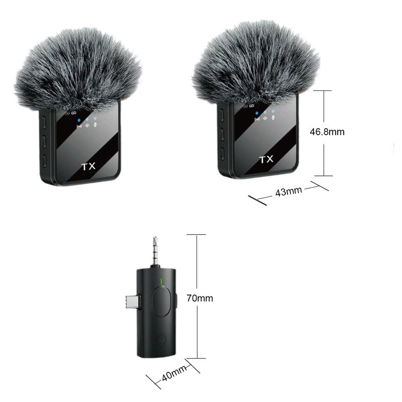 Pack 2 Microfonos Inalambrico Dual Para iPhone Y Android- Perfectos Para Grabar Videos, Realizar Transmisiones En Vivo O Crear Contenido Para Redes Sociales Negro