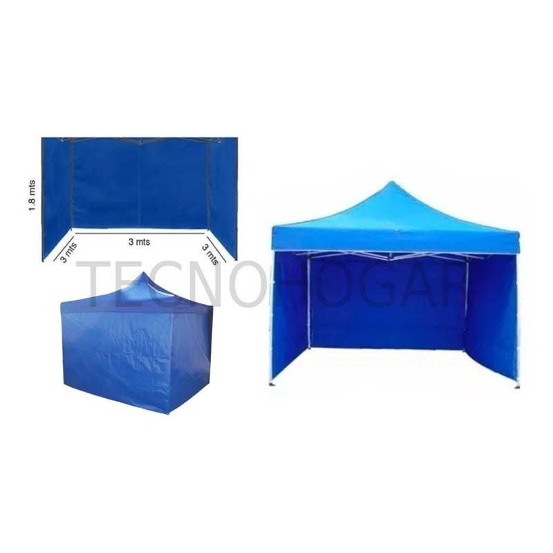 Pared Lateral Para Toldo 3x3 Azul 3 Paredes Funda Azul