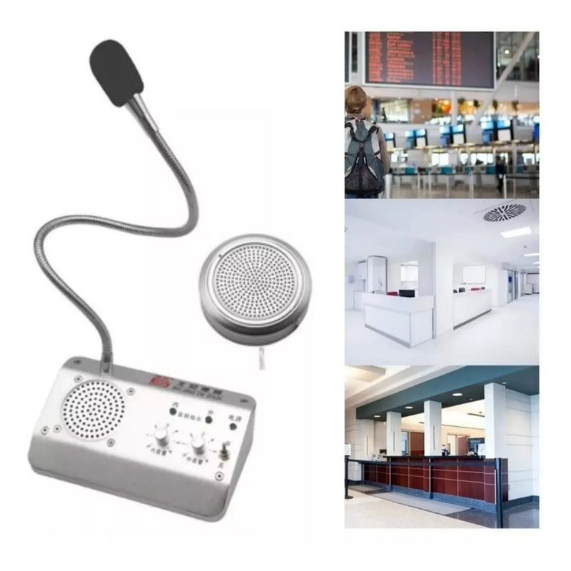 Intercomunicador Microfono Para Bancos Y Cajas Citofono Plateado