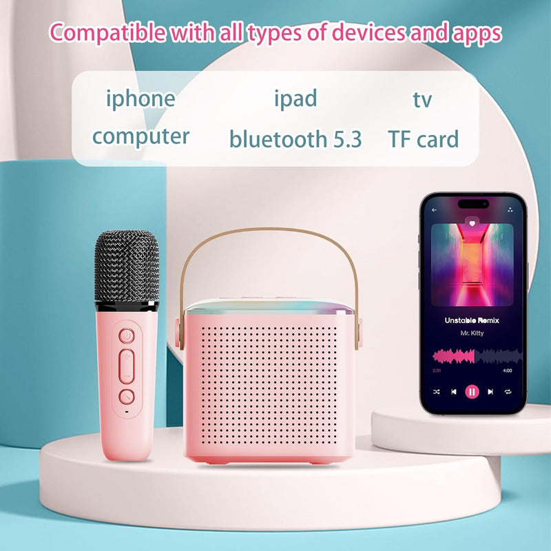 Parlante Con Micrófono Karaoke Bluetooth Portátil Radio Negro