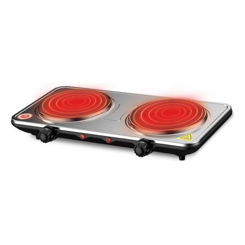Cocina Electrica Portatil Encimera Doble Plato  - Negro