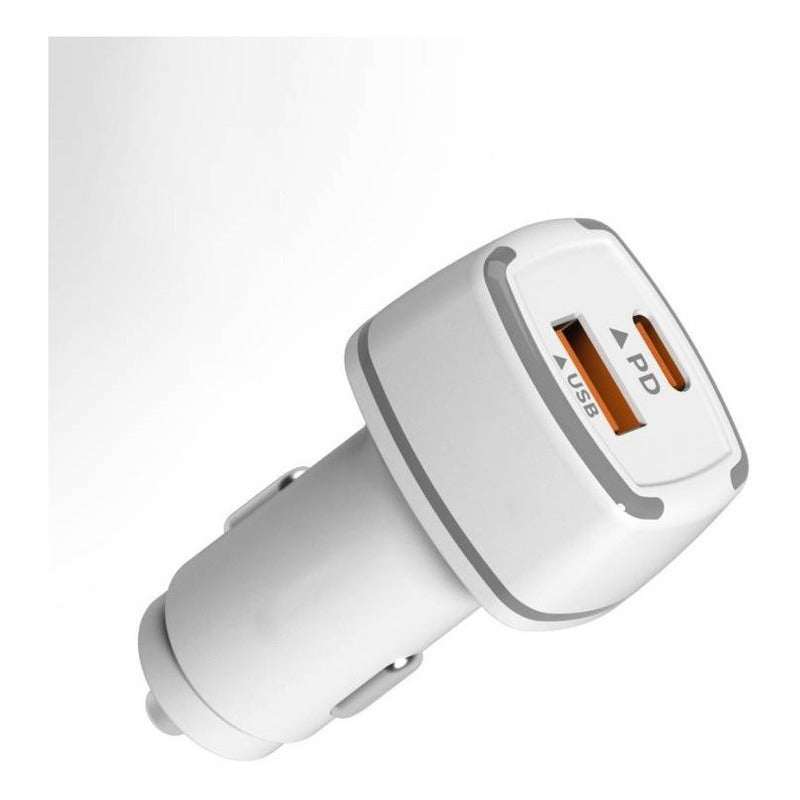 Cargador Usb Colores Auto Con Carga Rápida 2.0  Blanco