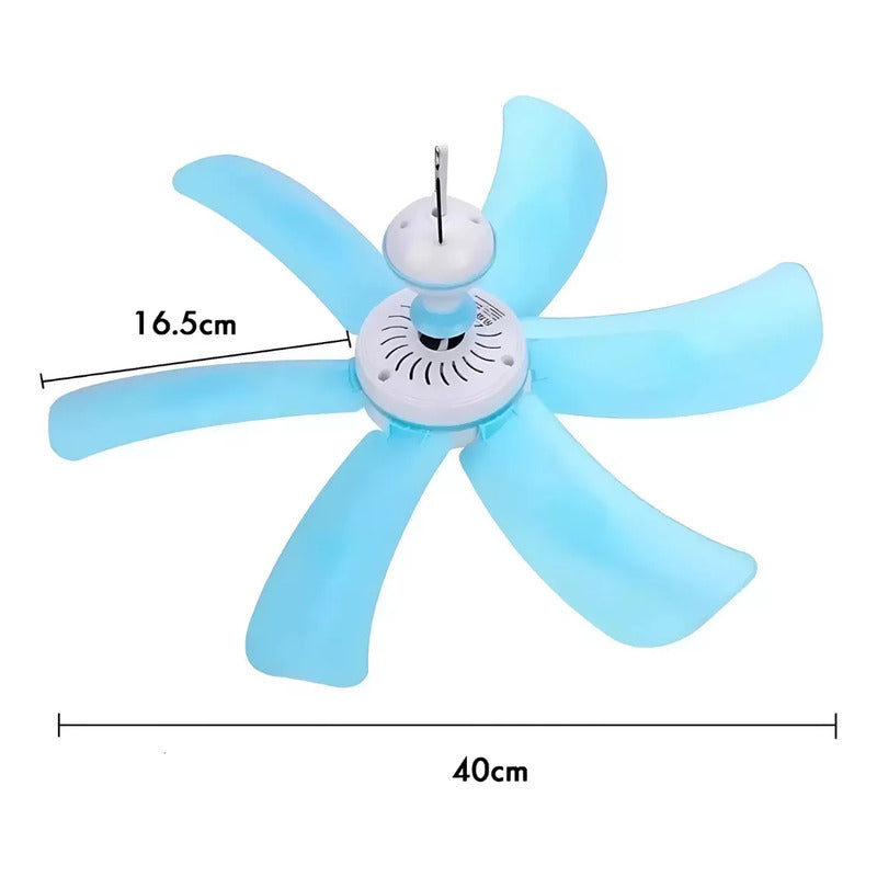 Ventilador 5 Aspas Colgante Con Enchufe A La Corriente 55 Cm 50 Blanco Celeste 30 5