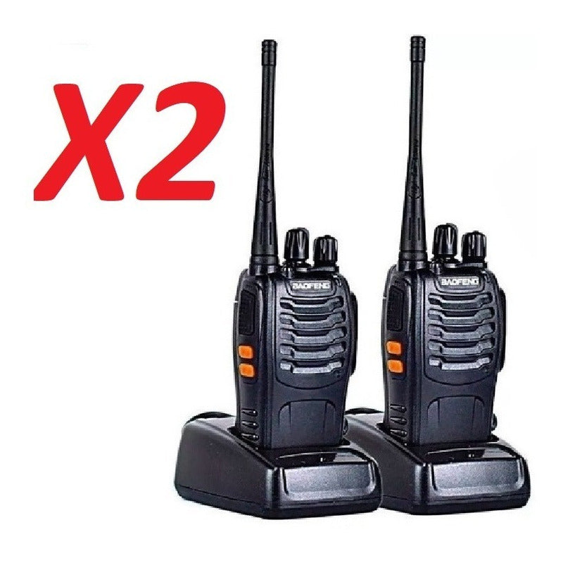 2 Radio Transmisor Walkie Talkie Bf-888s Baofeng Woki Toki Negro 400-470 Mhz