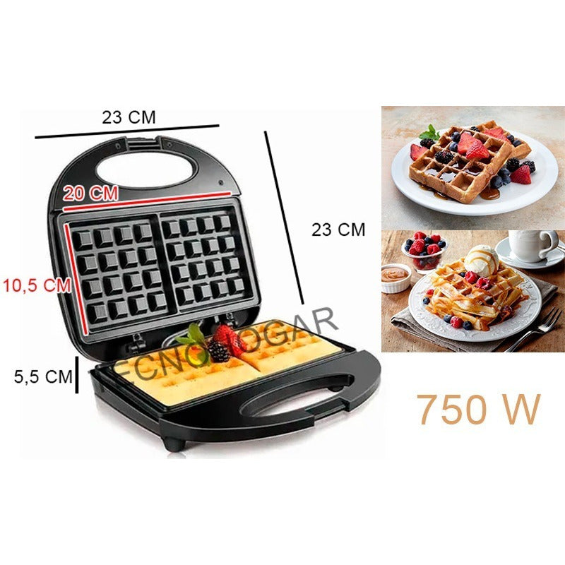 Maquina Wafflera Potente Waffles En 5 Min Negro
