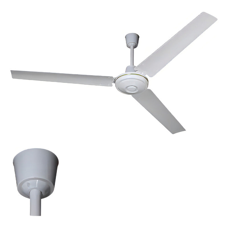 Ventilador De Techo 56 Pulgadas Metal 3 Aspas 5 Tiempos 75w 1.422 M 50hz Blanco Blanca Metálica 3