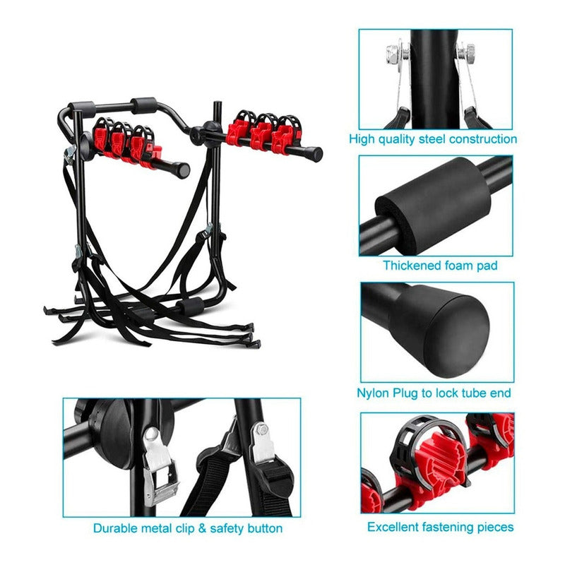 Porta Bicicleta Auto Soporte Con Capacidad Para 3 Bicicletas Negro