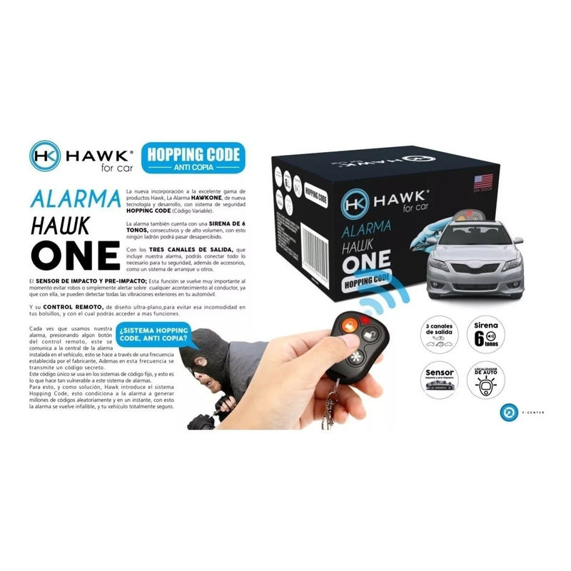 Alarma Auto Hawk Código Variable Alta Calidad