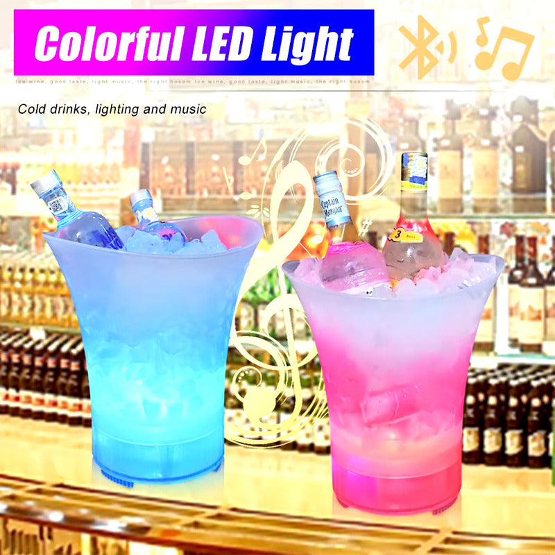 Hielera Con Parlante Y Luces Led Bluetooth Bar Blanco Traslúcido