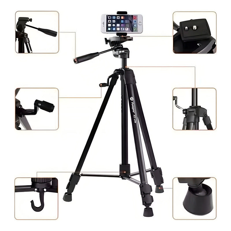 Tripode Para Camara Profesional 3366 Nivel Angulo Manivela Color Negro