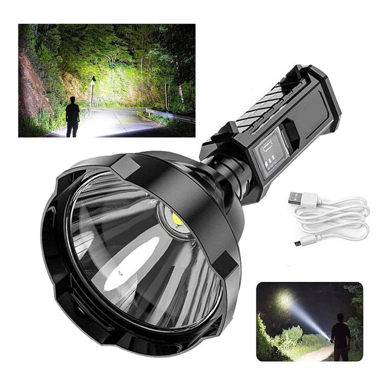 Linterna Grande Led Usb, Recargable, Anti Splash Recargable Fría