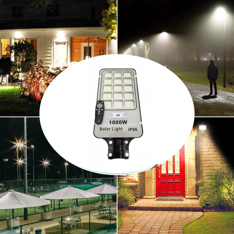 Pack X2 Foco Poste Solar 800watt Alumbrado Exterior  420 Led Negro Blanco