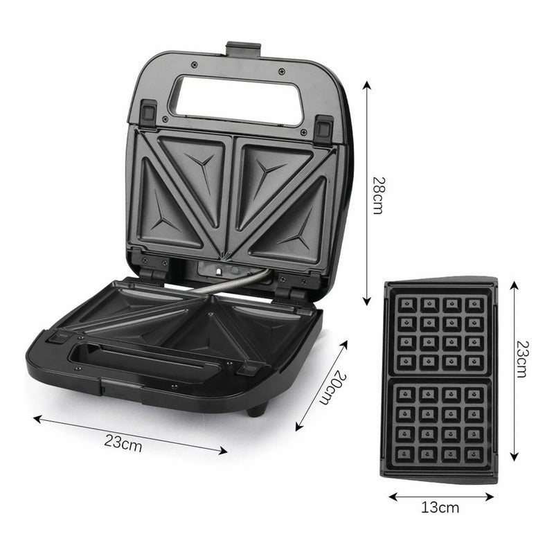 Wafflera 3 En 1 Genérica Tostador Grill De Carne Teflon Gris Oscuro