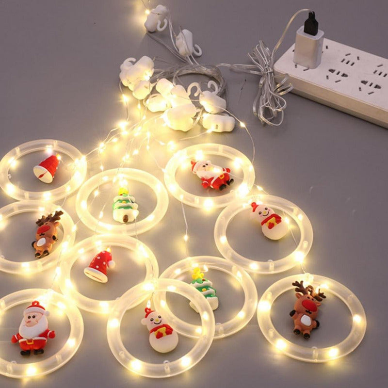 Guirnalda Led Navidad Aros Luz Decoracion 3mts Usb Cálida